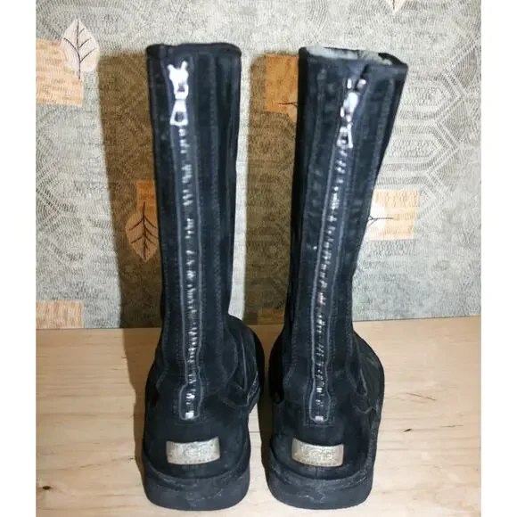UGG Australia Black Leather Tall Boots w/Zipper 10 / 41 - Picture 4 of 7